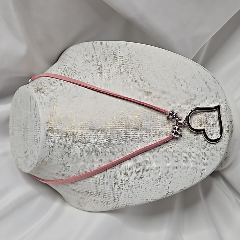 LIA SOPHIA SILVER HEART ON PINK SUEDE ROPE
